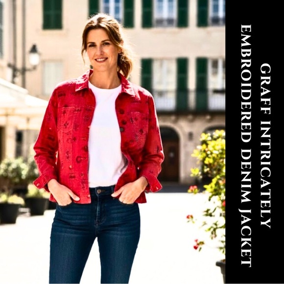 Graff Jackets & Blazers - Graff Intricate Embroidered Stretch Denim Jacket